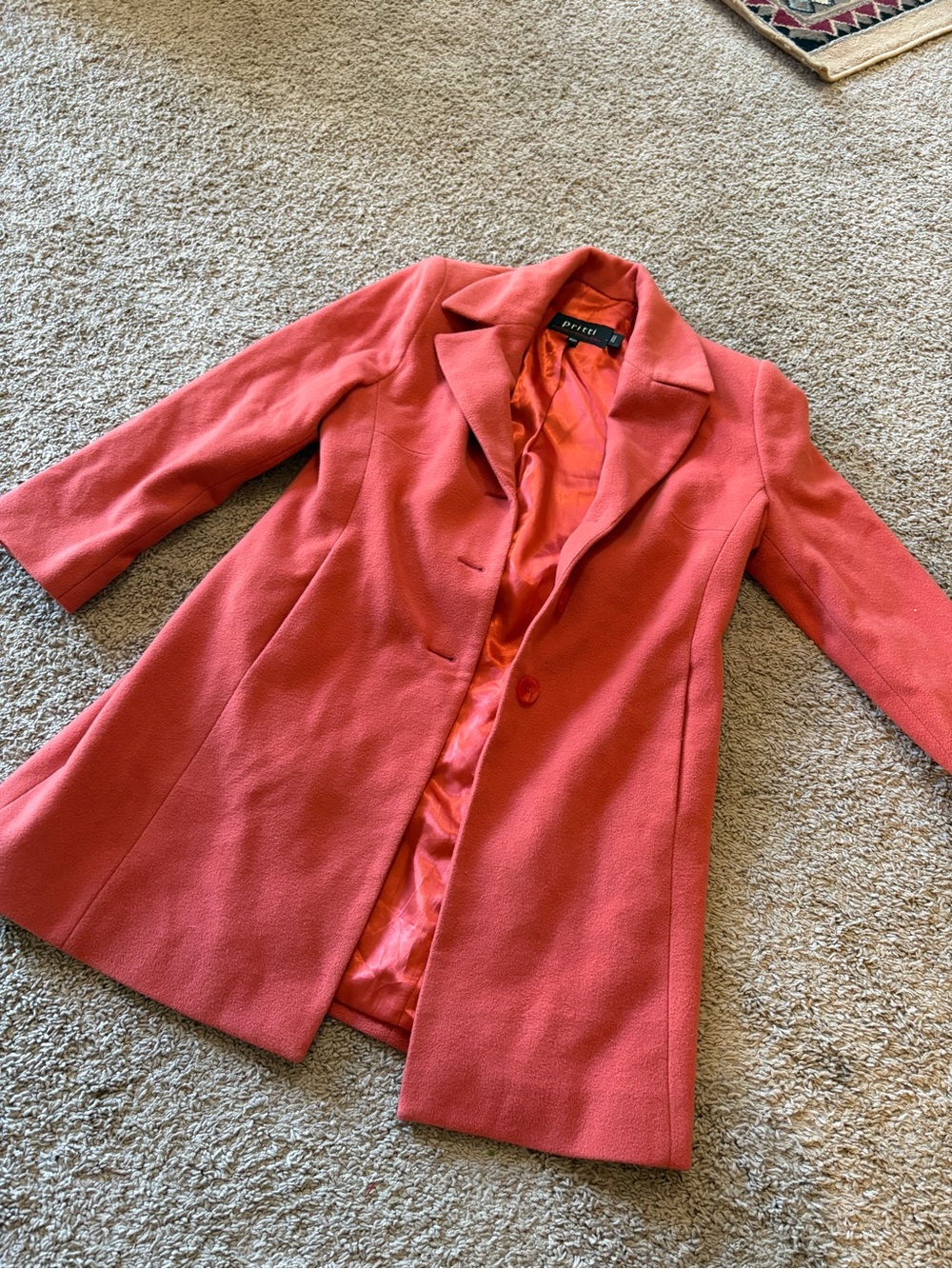 Kristen Blake Coral-Pink Wool Pea Coat